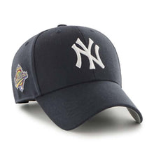 Load image into Gallery viewer, New York Yankees '47 Brand MLB MVP Adjustable Snapback Closure Cap Hat Team Color Navy Crown/Visor White Logo 1996 World Series Side Patch Gray UV