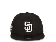 Load image into Gallery viewer, New Era MLB 9Fifty 950 Snapback San Diego Padres Cap Hat Black Crown White Logo 50th Anniversary Side Patch Black UV