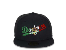 Load image into Gallery viewer, Los Angeles Dodgers New Era MLB 59FIFTY 5950 Fitted Cap Hat Black Crown/Visor Green/Whte/Red Mexico Flag Logo