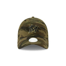Load image into Gallery viewer, (Women) Miami Marlins New Era MLB 9TWENTY 920 Adjustable Cap Hat Camo Crown/Visor Black/Green Logo