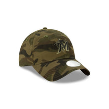 Load image into Gallery viewer, (Women) Miami Marlins New Era MLB 9TWENTY 920 Adjustable Cap Hat Camo Crown/Visor Black/Green Logo
