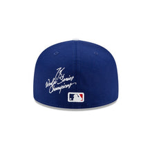 Load image into Gallery viewer, Los Angeles Dodgers New Era MLB 59FIFTY 5950 Fitted Cap Hat Royal Blue Crown/Visor White Logo with Multiple World Series Patches (World Champions)