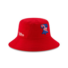 Load image into Gallery viewer, Philadelphia Phillies New Era MLB Bucket Cap Hat Red Crown/Visor Team Color Logo 2020 Batting Practice