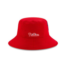 Load image into Gallery viewer, Philadelphia Phillies New Era MLB Bucket Cap Hat Red Crown/Visor Team Color Logo 2020 Batting Practice