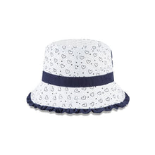 Load image into Gallery viewer, San Diego Padres New Era MLB Frill Bucket Cap Hat White/Blue Crown/Visor Blue Logo With Hearts Pattern