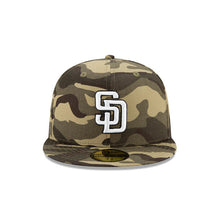 Load image into Gallery viewer, San Diego Padres New Era MLB 59FIFTY 5950 Fitted Cap Hat Camo Crown/Visor White/Black Logo (Armed Forces Day 2020)