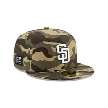 Load image into Gallery viewer, San Diego Padres New Era MLB 59FIFTY 5950 Fitted Cap Hat Camo Crown/Visor White/Black Logo (Armed Forces Day 2020)