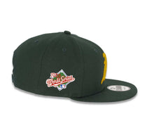 Load image into Gallery viewer, Oakland A's Athletics New Era MLB 9Fifty 950 Snapback Cap Hat Team Color Green Crown/Visor Yellow Logo 1989 World Series Side Patch Gray UV