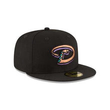 Load image into Gallery viewer, Arizona Diamondbacks New Era MLB 59Fifty 5950 Fitted Cap Hat Team Color Black Crown/Visor Team Color Snake Logo 2001 World Series Side Patch Gray UV
