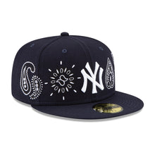 Load image into Gallery viewer, New York Yankees New Era MLB 59FIFTY 5950 Fitted Cap Hat Navy Crown/Visor White Logo Green UV (Paisley)