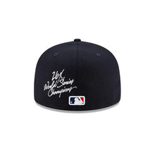 Load image into Gallery viewer, New York Yankees New Era MLB 59Fifty 5950 Fitted Cap Hat Navy Crown/Visor White Logo with Multiple World Series Patches (World Champions)