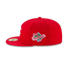 Load image into Gallery viewer, Cincinnati Reds New Era MLB 59Fifty 5950 Fitted Cap Hat Team Color Red Crown/Visor White Logo 1990 World Series Side Patch Gray UV