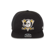Load image into Gallery viewer, Anaheim Mighty Ducks '47 Brand NHL Captain Snapback Cap Hat Black Crown/Visor Team Color Logo