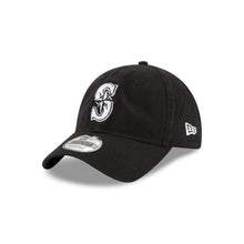 Load image into Gallery viewer, Seattle Mariners New Era MLB 9TWENTY 920 Adjustable Cap Hat Black Crown/Visor White/Black Logo with SD side Patch