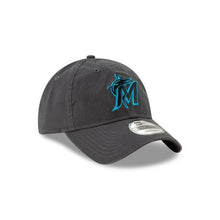 Load image into Gallery viewer, Miami Marlins New Era MLB 9TWENTY 920 Adjustable Cap Hat Dark Gray Crown/Visor Black/Teal Logo