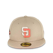 Load image into Gallery viewer, San Diego Padres New Era MLB 59FIFTY 5950 Fitted Cap Hat Stone White Crown/Visor White/Pink Logo
