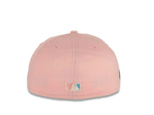 Load image into Gallery viewer, San Diego Padres New Era MLB 59FIFTY 5950 Fitted Cap Hat Pink Crown/Visor White/Neon Blue Logo 50th Anniversary Side Patch