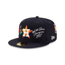 Load image into Gallery viewer, Houston Astros New Era MLB 59FIFTY 5950 Fitted Cap Hat Navy Crown/Visor Team Color Logo with Multiple Patches (World Series Champion)
