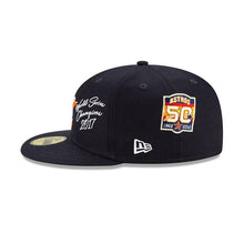 Load image into Gallery viewer, Houston Astros New Era MLB 59FIFTY 5950 Fitted Cap Hat Navy Crown/Visor Team Color Logo with Multiple Patches (World Series Champion)