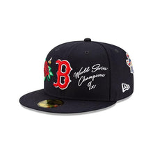 Load image into Gallery viewer, Boston Red Sox New Era MLB 59Fifty 5950 Fitted Cap Hat Navy Crown/Visor Team Color Logo with Multiple Patches (World Series Champions)