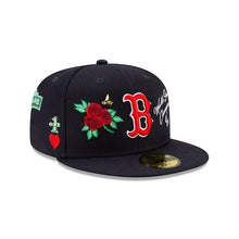 Load image into Gallery viewer, Boston Red Sox New Era MLB 59Fifty 5950 Fitted Cap Hat Navy Crown/Visor Team Color Logo with Multiple Patches (World Series Champions)