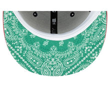 Load image into Gallery viewer, Atlanta Braves New Era MLB 59FIFTY 5950 Fitted Cap Hat Navy Crown Red Visor White Logo with 1995 World Series Side Patch Green Paisley UV