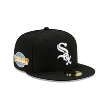 Load image into Gallery viewer, Chicago White Sox New Era MLB 59FIFTY 5950 Fitted Cap Hat Black Crown/Visor White Logo with 2005 World Series Side Patch Green Paisley UV