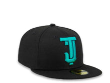Load image into Gallery viewer, New Era Mexican Baseball League 59Fifty 5950 Fitted Tijuana Toros Cap Hat Black Crown Aqua Logo Black UV
