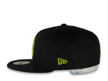Load image into Gallery viewer, New Era MLB 59Fifty 5950 Fitted San Diego Padres Cap Hat Black Crown Lime Green Logo 50th Anniversary Side Patch Lime Green UV