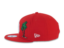 Load image into Gallery viewer, San Diego Padres New Era MLB 9FIFTY 950 Snapback Cap Hat Red Crown/Visor White Logo with Palm Tree Swinging Friar Side Patch Sky Blue UV