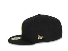 Load image into Gallery viewer, San Diego Padres New Era MLB 59Fifty 5950 Fitted Cap Hat Black Crown/Visor Metallic Gold Logo 50th Anniversary Side Patch Metallic Gold UV