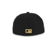 Load image into Gallery viewer, San Diego Padres New Era MLB 59Fifty 5950 Fitted Cap Hat Black Crown/Visor Metallic Gold Logo 50th Anniversary Side Patch Metallic Gold UV