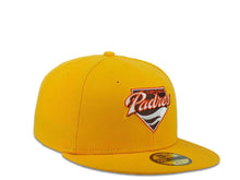 Load image into Gallery viewer, New Era MLB 59Fifty 5950 Fitted San Diego Padres Cap Hat Yellow Crown Dark Brown/White/Yellow/Orage Cooperstown Retro Logo Gray UV