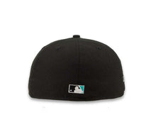 Load image into Gallery viewer, New Era MLB 59Fifty 5950 Fitted Los Angeles Dodgers Cap Hat Black Crown Teal Logo with Palm Tree 50th Anniversary Side Patch Teal UV
