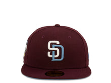 Load image into Gallery viewer, San Diego Padres New Era MLB 59Fifty 5950 Fitted Cap Hat Maroon Crown White/Sky Blue Logo 2016 All-Star Game Side Patch Sky Blue UV