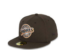 Load image into Gallery viewer, San Diego Padres New Era MLB 59FIFTY 5950 Fitted Cap Hat Brown Crown/Visor Brown/White/Orange Retro Logo 1992 All-Star Game Side Patch