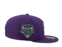 Load image into Gallery viewer, New Era MLB 59Fifty 5950 Fitted San Diego Padres Cap Hat Dark Purple Crown White Logo 2016 All-Star Game Side Patch Sky Blue UV