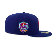 Load image into Gallery viewer, New Era MLB 59Fifty 5950 Fitted San Diego Padres Cap Hat Dark Royal Crown Flame Red/Blue Logo 2016 All-Star Game Side Patch Blue UV