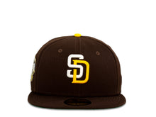 Load image into Gallery viewer, San Diego Padres New Era MLB 59Fifty 5950 Fitted Cap Hat Dark Brown Crown/Visor White/Yellow Logo 2016 All-Star Game Side Patch Green UV