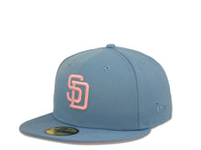 Load image into Gallery viewer, San Diego Padres New Era MLB 59Fifty 5950 Fitted Cap Hat Sky Blue Crown Pink Logo 1992 All-Star Game Side Patch Pink UV