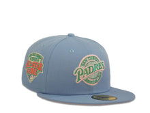 Load image into Gallery viewer, San Diego Padres New Era MLB 59Fifty 5950 Fitted Cap Hat Sky Blue Crown Pink/Aqua Baseball Club Retro Logo 1992 All-Star Game Side Patch