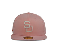 Load image into Gallery viewer, San Diego Padres New Era MLB 59Fifty 5950 Fitted Cap Hat Pink Crown White Cooperstown Retro Logo 1984 World Series Side Patch Red UV