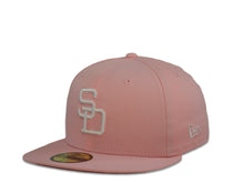 Load image into Gallery viewer, San Diego Padres New Era MLB 59Fifty 5950 Fitted Cap Hat Pink Crown White Cooperstown Retro Logo 1984 World Series Side Patch Red UV