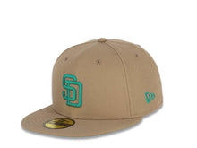 Load image into Gallery viewer, San Diego Padres New Era MLB 59Fifty 5950 Fitted Cap Hat Khaki Crown/Visor Teal Logo 25th Anniversary Side Patch Teal UV