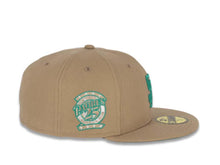 Load image into Gallery viewer, San Diego Padres New Era MLB 59Fifty 5950 Fitted Cap Hat Khaki Crown/Visor Teal Logo 25th Anniversary Side Patch Teal UV