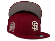 Load image into Gallery viewer, San Diego Padres New Era MLB 9Fifty 950 Snapback Cap Hat Cardinal Crown White Logo 25th Anniversary Side Patch Gray UV