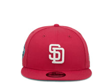 Load image into Gallery viewer, San Diego Padres New Era MLB 9Fifty 950 Snapback Cap Hat Beetroot Purple/Pink Crown White Logo 1998 World Series Side Patch Blue UV