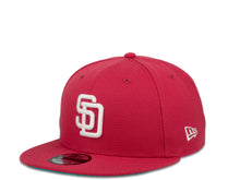 Load image into Gallery viewer, San Diego Padres New Era MLB 9Fifty 950 Snapback Cap Hat Beetroot Purple/Pink Crown White Logo 1998 World Series Side Patch Blue UV
