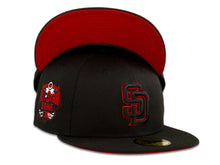 Load image into Gallery viewer, San Diego Padres New Era MLB 59Fifty 5950 Fitted Cap Hat Black Crown/Visor Black/Red Logo 2016 All-Star Game Side Patch Red UV