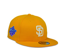 Load image into Gallery viewer, San Diego Padres New Era MLB 9Fifty 950 Snapback Cap Hat Yellow Crown White Logo 1998 World Series Side Patch Pink UV